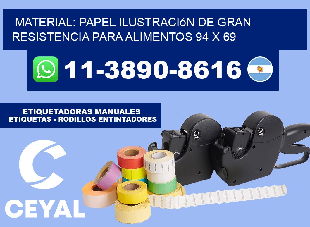 Material: papel ilustración de gran resistencia para alimentos 94 x 69
