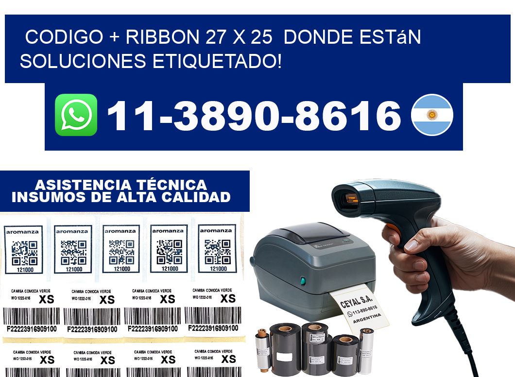 codigo + ribbon 27 x 25  donde están soluciones etiquetado!
