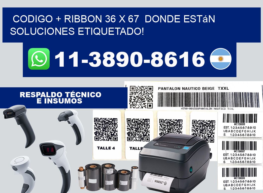 codigo + ribbon 36 x 67  donde están soluciones etiquetado!