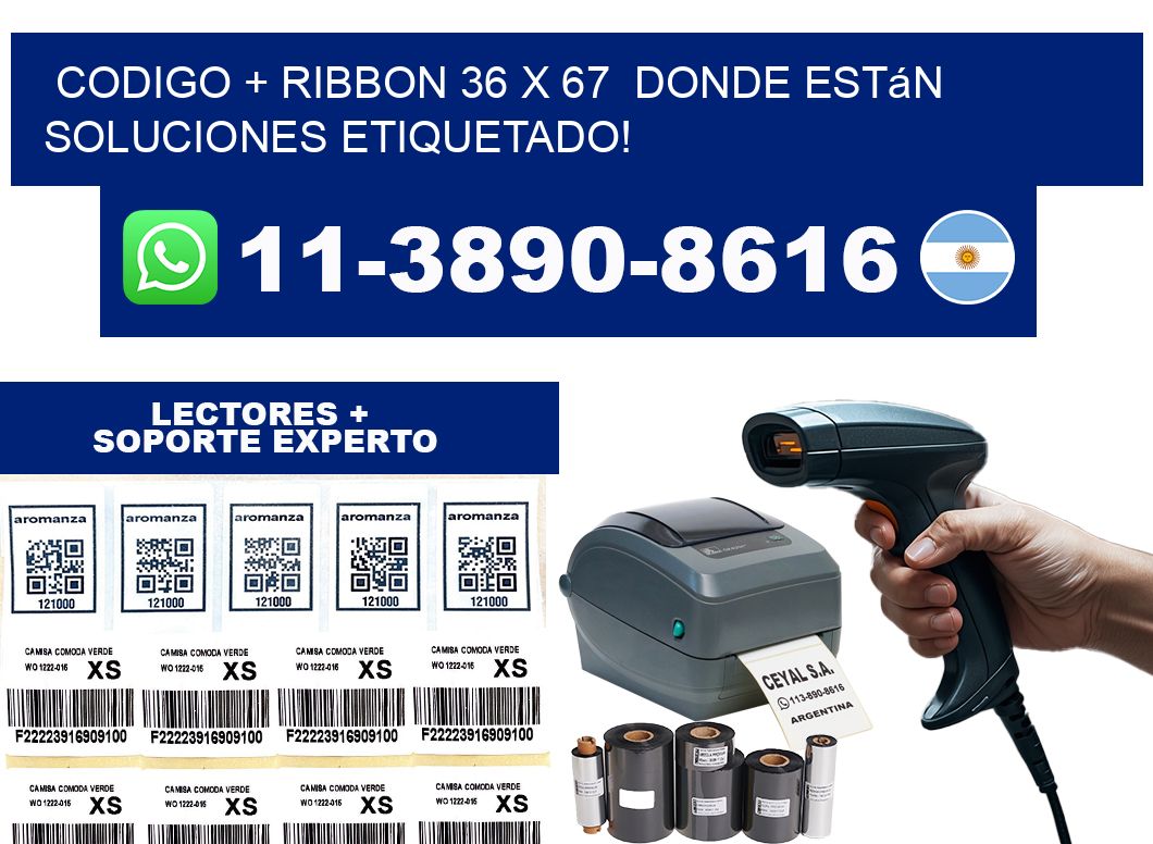 codigo + ribbon 36 x 67  donde están soluciones etiquetado!