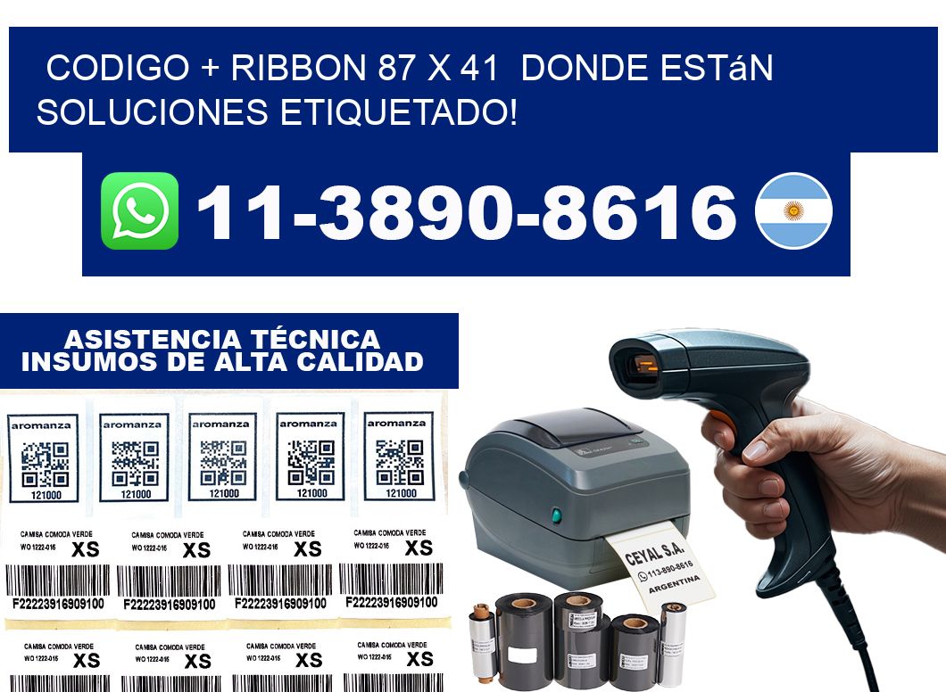 codigo + ribbon 87 x 41 donde están soluciones etiquetado!