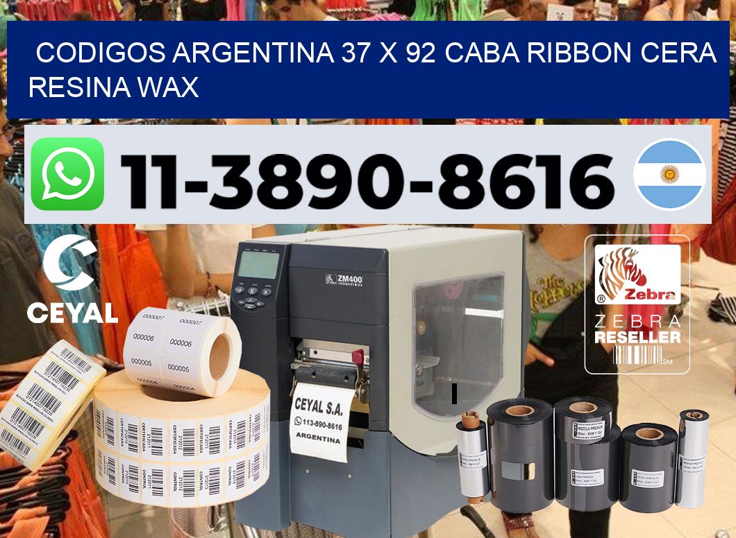 codigos Argentina 37 x 92 CABA Ribbon cera resina wax