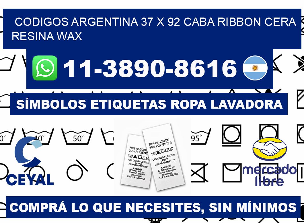 codigos Argentina 37 x 92 CABA Ribbon cera resina wax