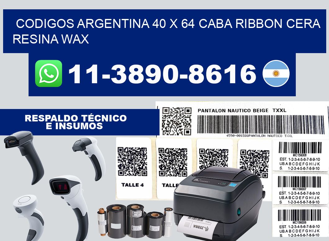 codigos Argentina 40 x 64 CABA Ribbon cera resina wax