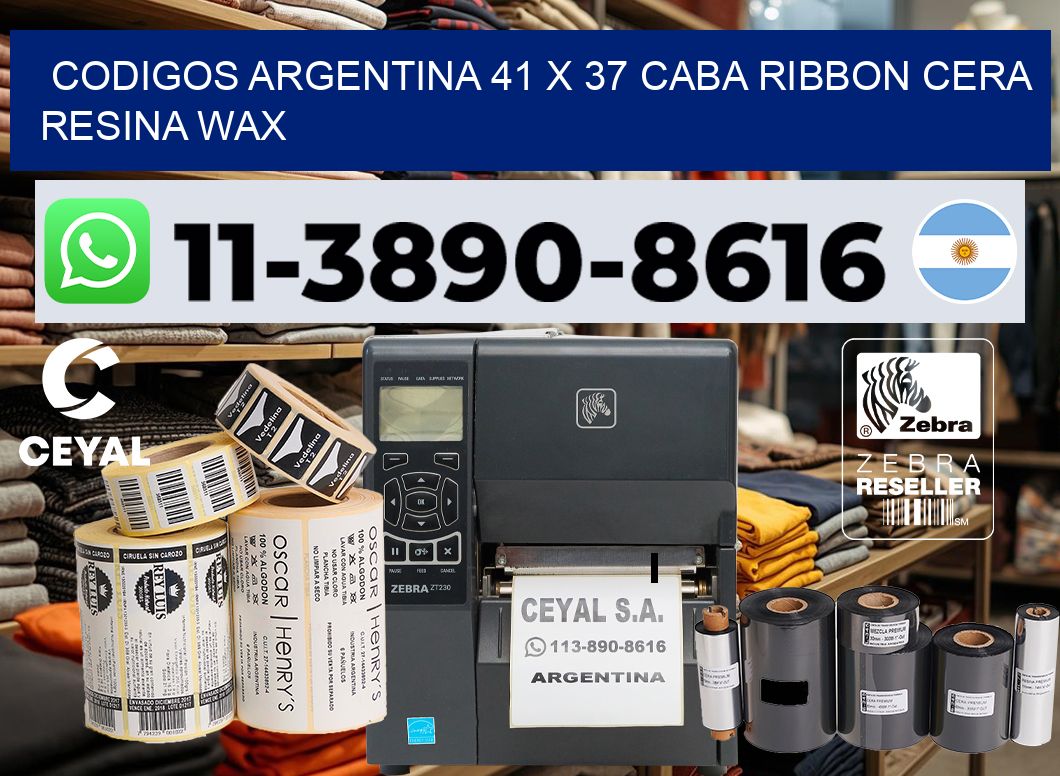 codigos Argentina 41 x 37 CABA Ribbon cera resina wax
