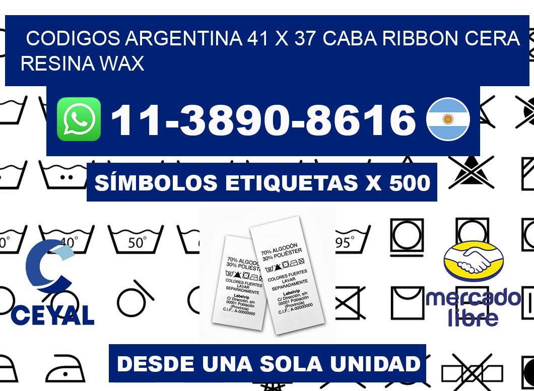 codigos Argentina 41 x 37 CABA Ribbon cera resina wax