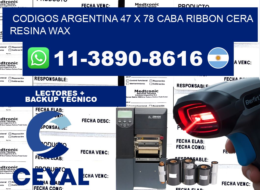 codigos Argentina 47 x 78 CABA Ribbon cera resina wax