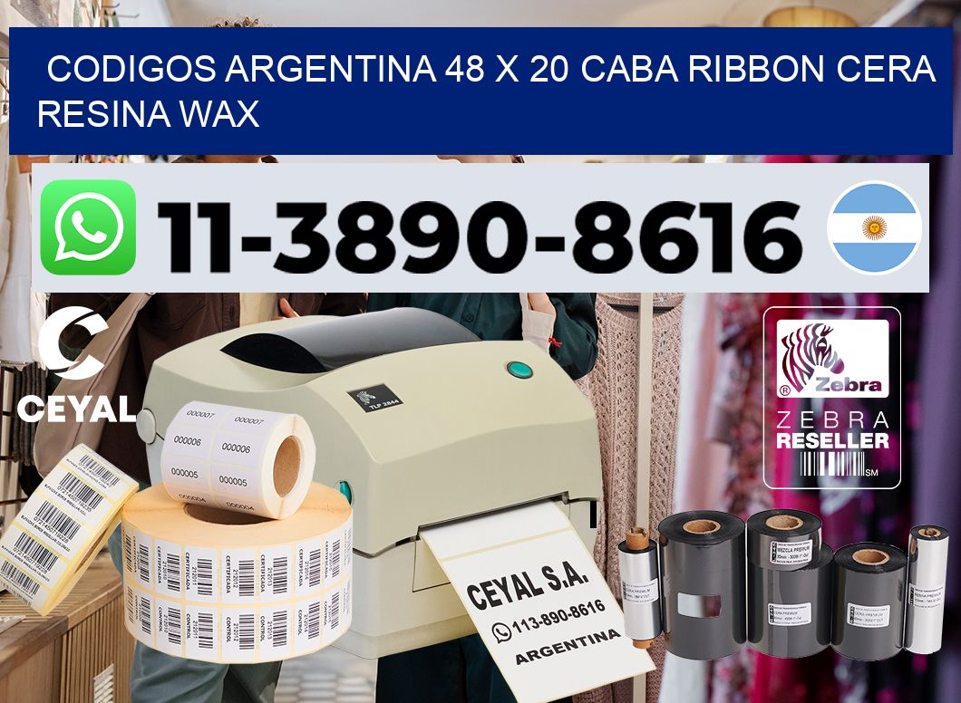 codigos Argentina 48 x 20 CABA Ribbon cera resina wax