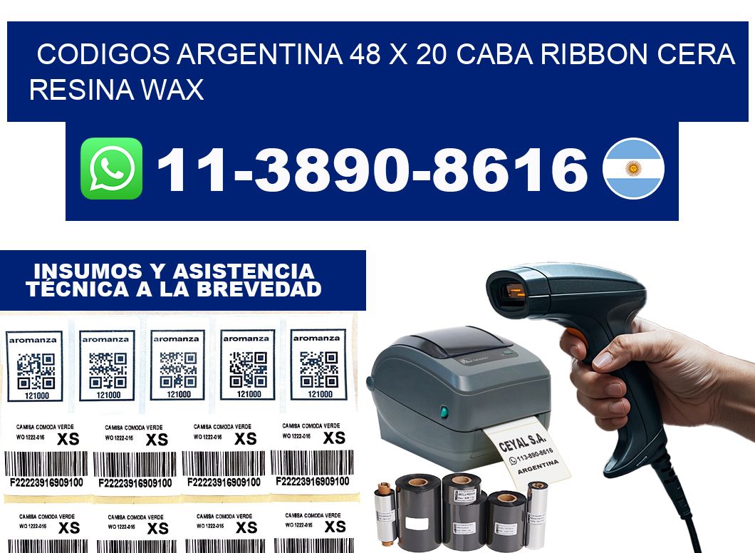codigos Argentina 48 x 20 CABA Ribbon cera resina wax