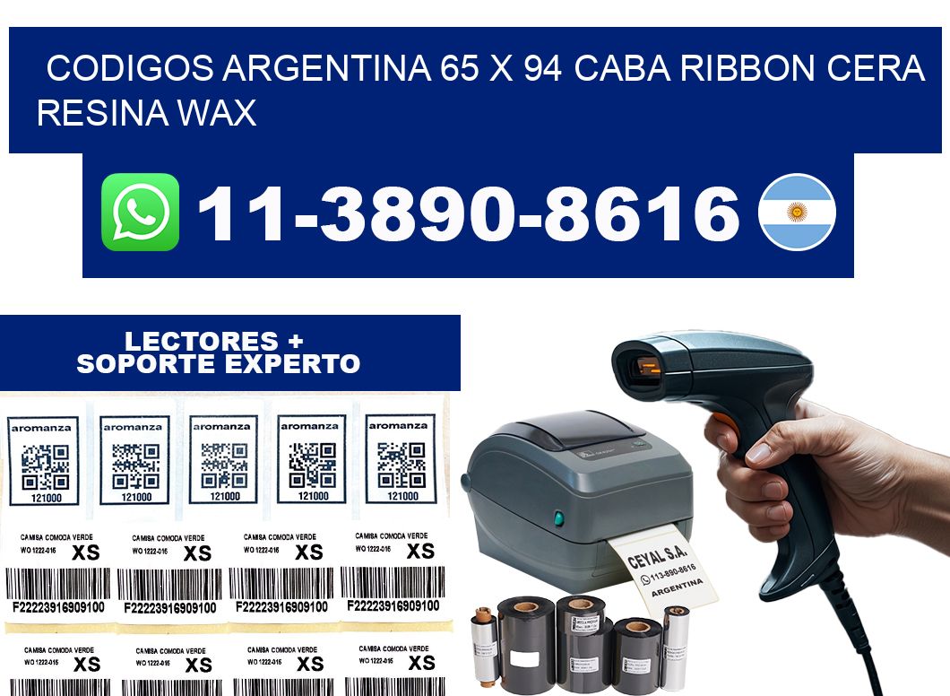 codigos Argentina 65 x 94 CABA Ribbon cera resina wax