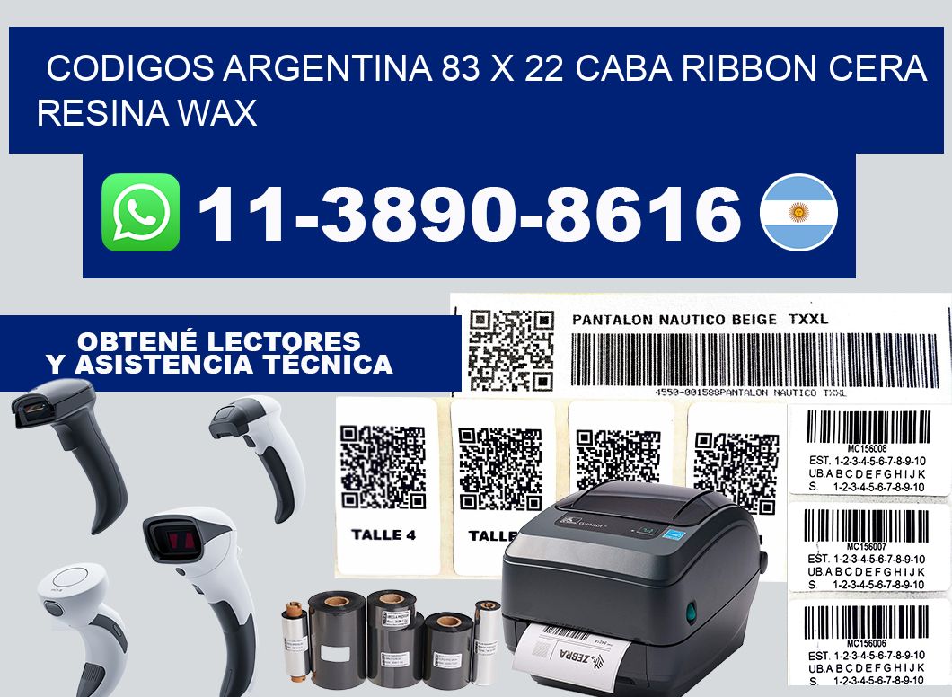 codigos Argentina 83 x 22 CABA Ribbon cera resina wax