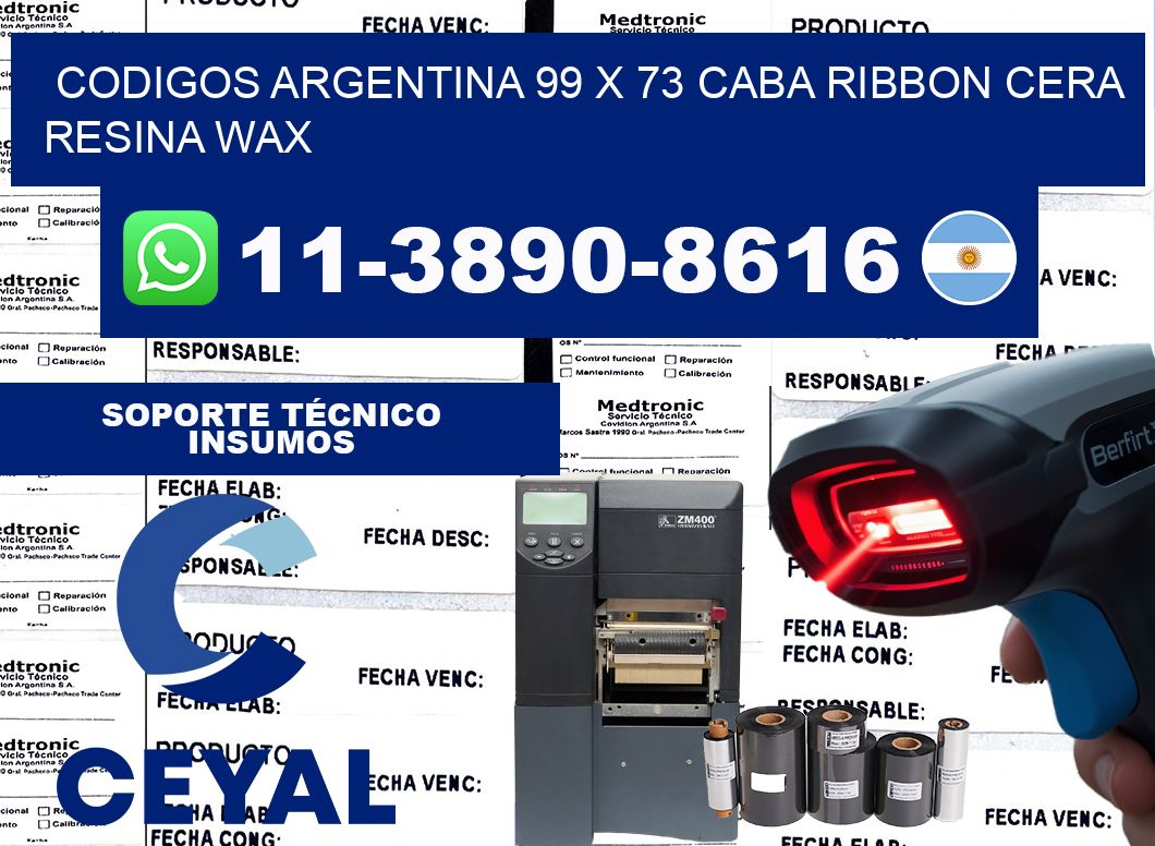 codigos Argentina 99 x 73 CABA Ribbon cera resina wax