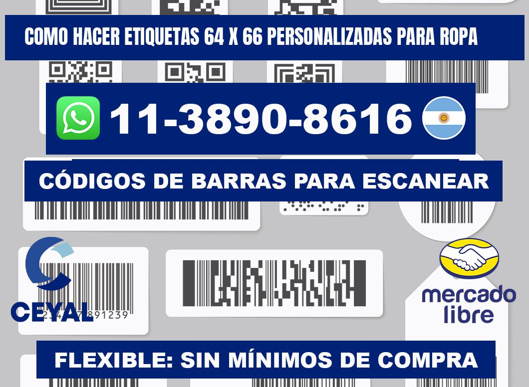 como hacer etiquetas 64 x 66 personalizadas para ropa
