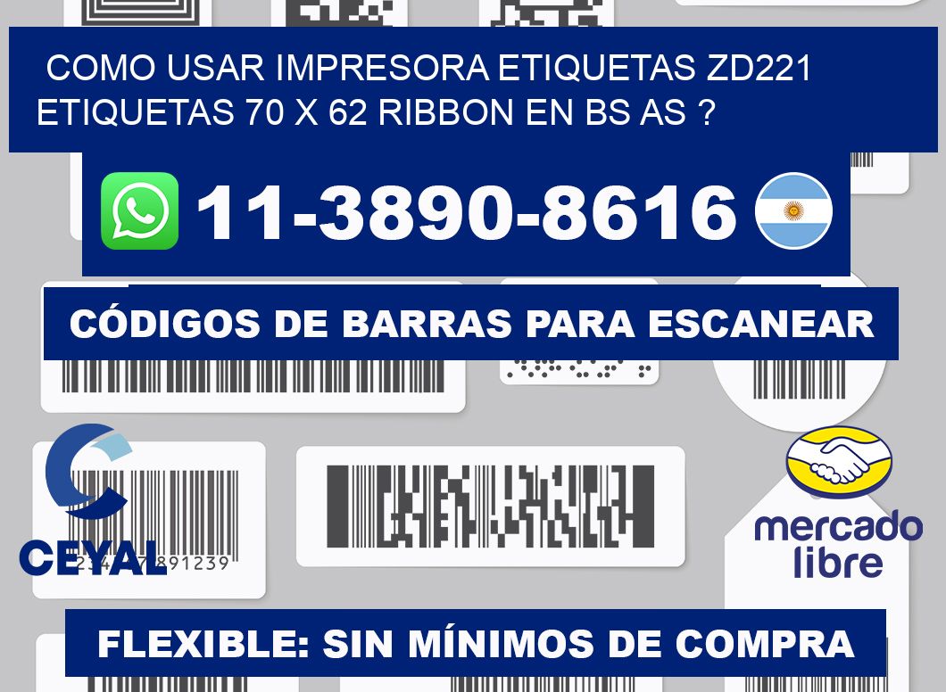 como usar impresora etiquetas zd221 etiquetas 70 x 62 ribbon en BS AS ?