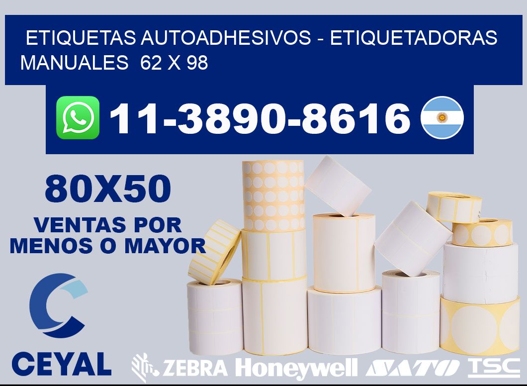 etiquetas autoadhesivos - Etiquetadoras Manuales  62 x 98
