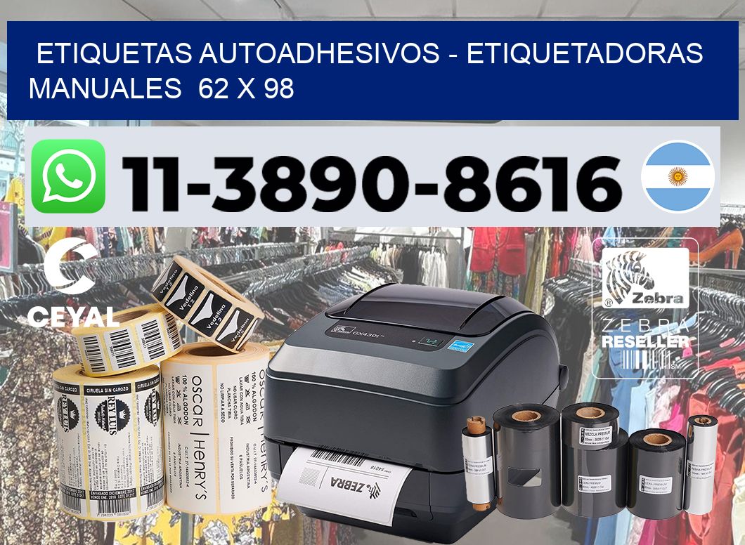 etiquetas autoadhesivos - Etiquetadoras Manuales  62 x 98