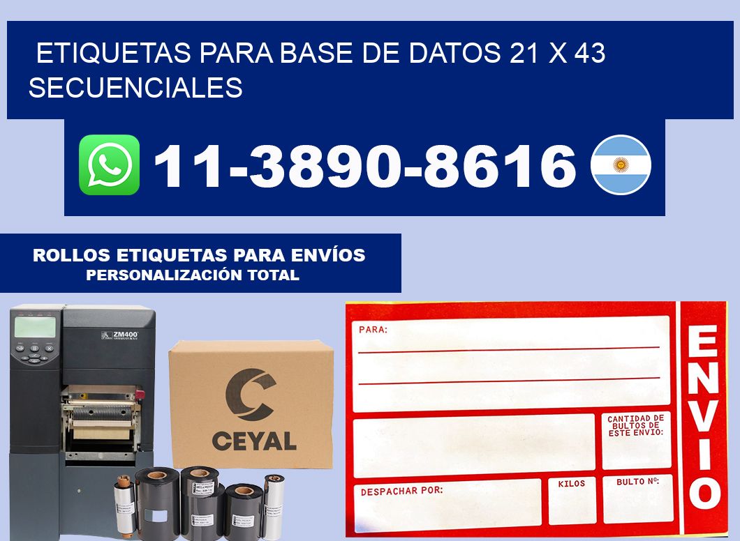etiquetas para base de datos 21 x 43 secuenciales