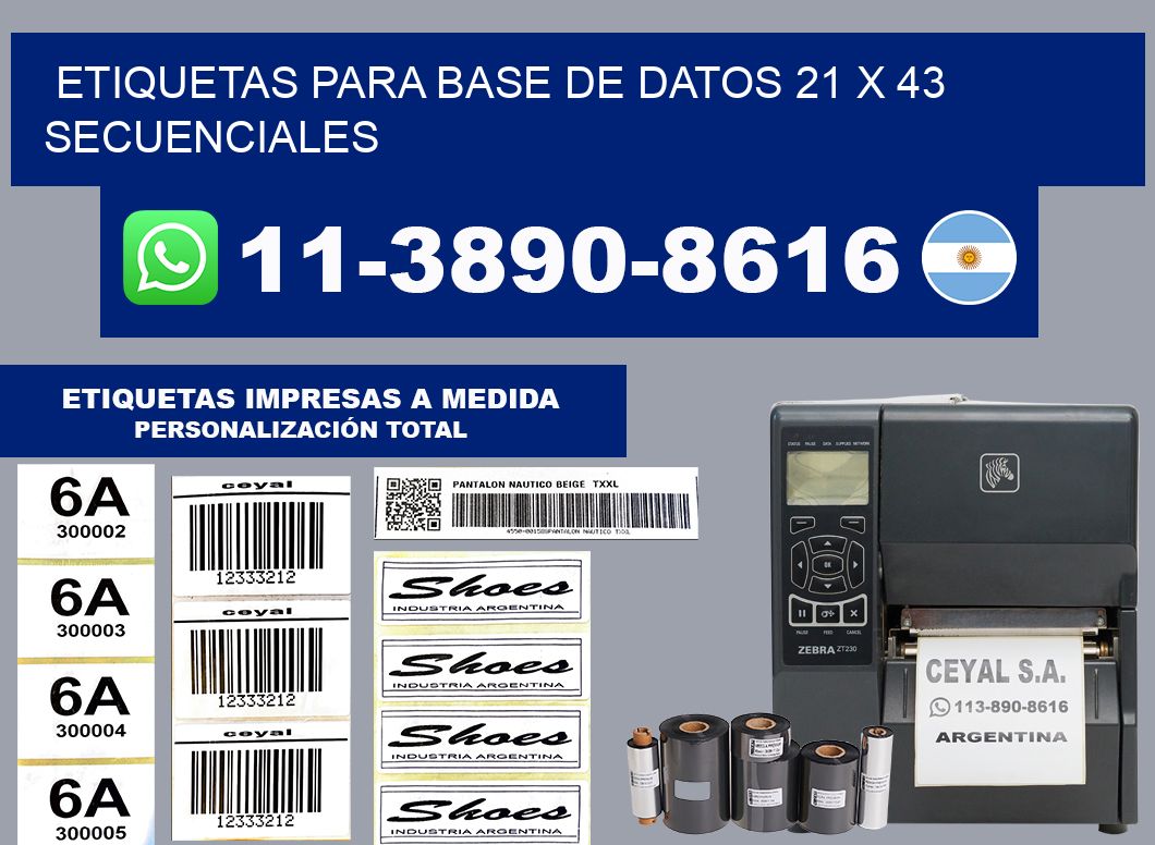 etiquetas para base de datos 21 x 43 secuenciales