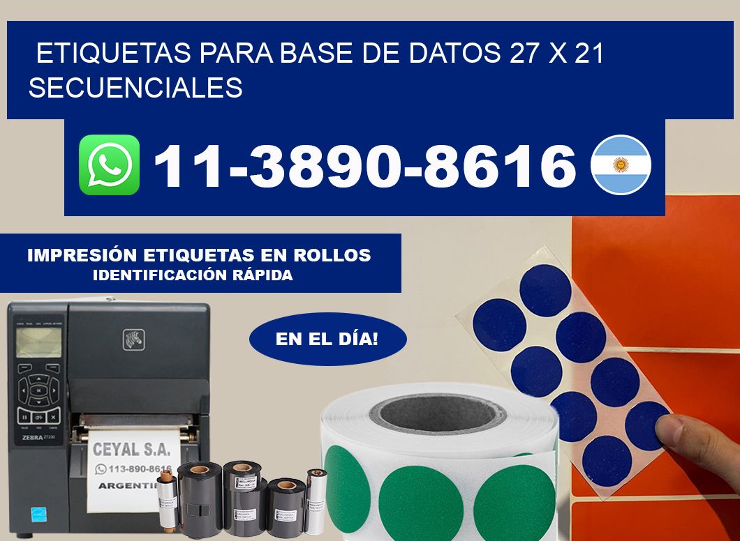 etiquetas para base de datos 27 x 21 secuenciales