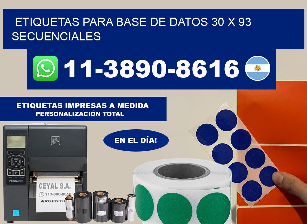 etiquetas para base de datos 30 x 93 secuenciales