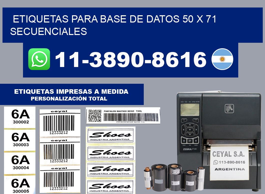 etiquetas para base de datos 50 x 71 secuenciales
