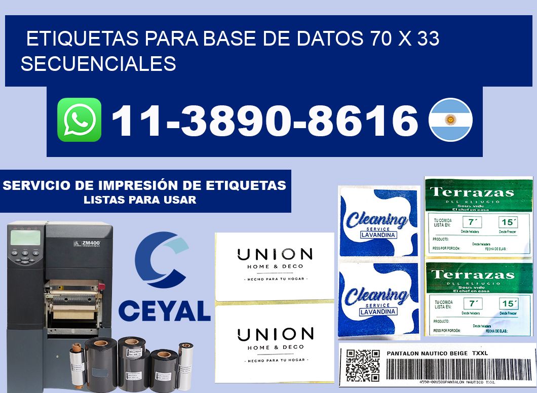etiquetas para base de datos 70 x 33 secuenciales