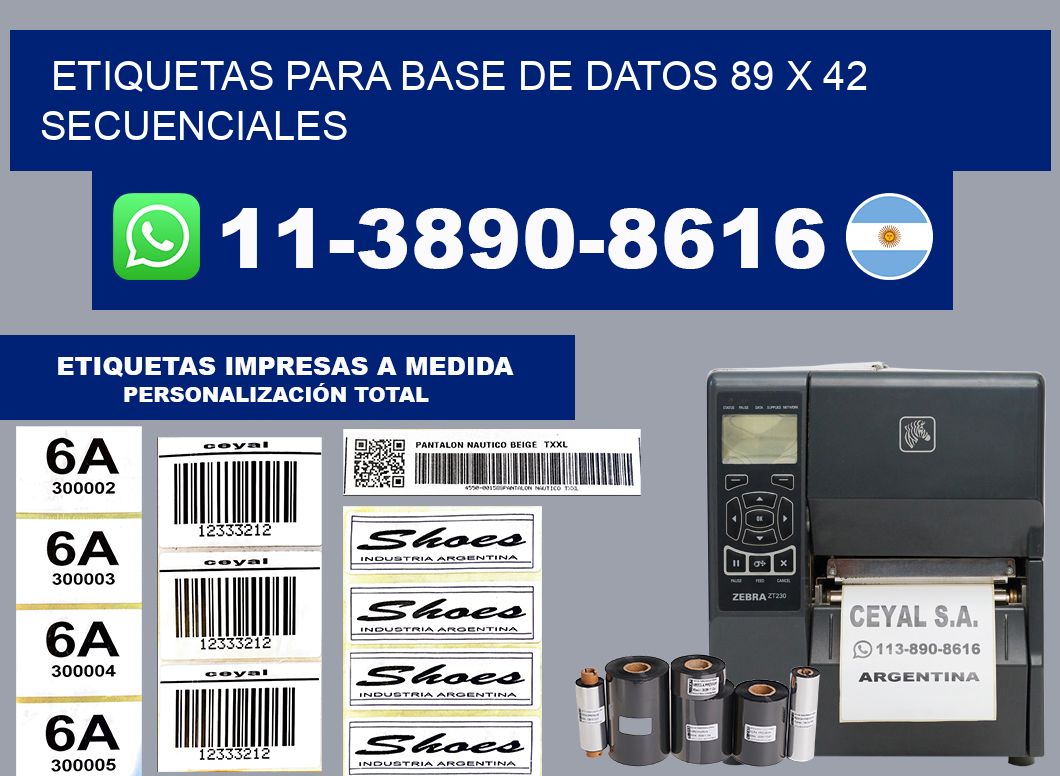 etiquetas para base de datos 89 x 42 secuenciales