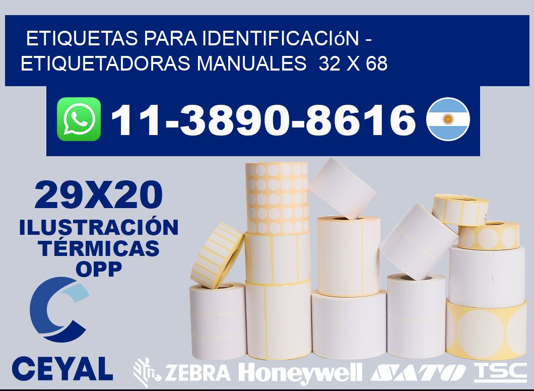 etiquetas para identificación - Etiquetadoras Manuales  32 x 68