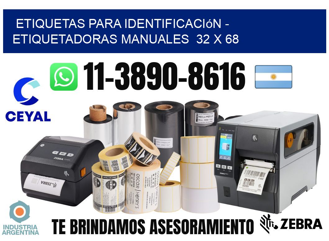 etiquetas para identificación - Etiquetadoras Manuales  32 x 68