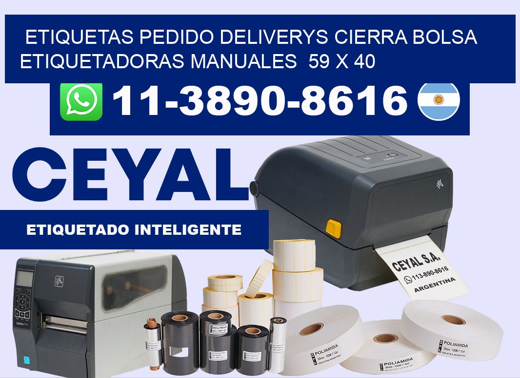 etiquetas pedido deliverys cierra bolsa  Etiquetadoras Manuales  59 x 40