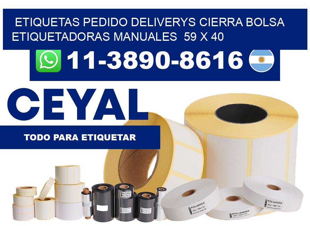 etiquetas pedido deliverys cierra bolsa  Etiquetadoras Manuales  59 x 40