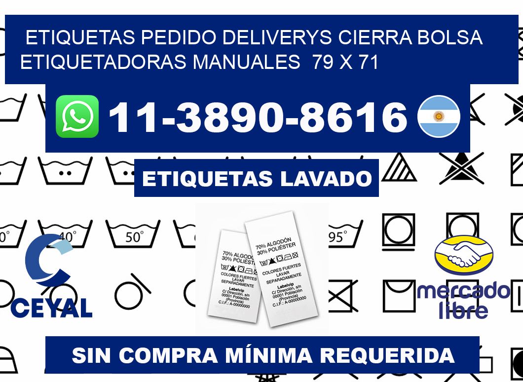 etiquetas pedido deliverys cierra bolsa  Etiquetadoras Manuales  79 x 71