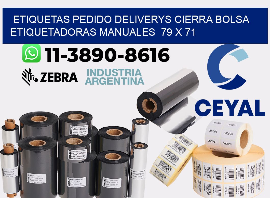 etiquetas pedido deliverys cierra bolsa  Etiquetadoras Manuales  79 x 71