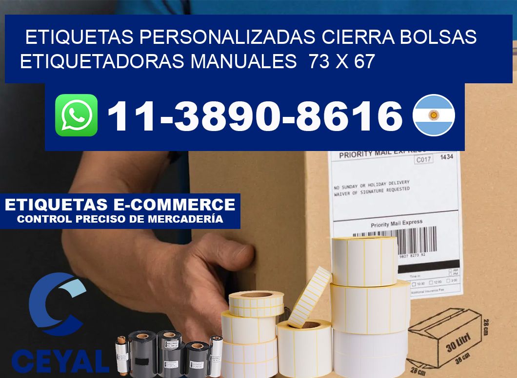 etiquetas personalizadas cierra bolsas  Etiquetadoras Manuales  73 x 67