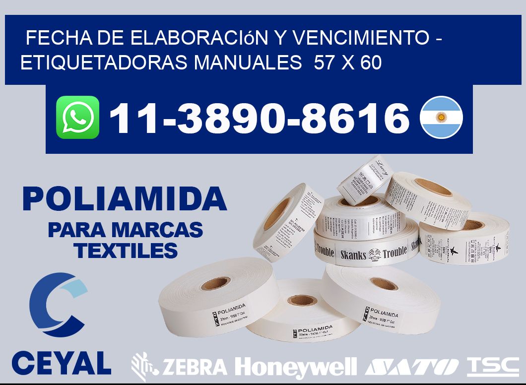 fecha de elaboración y vencimiento - Etiquetadoras Manuales  57 x 60