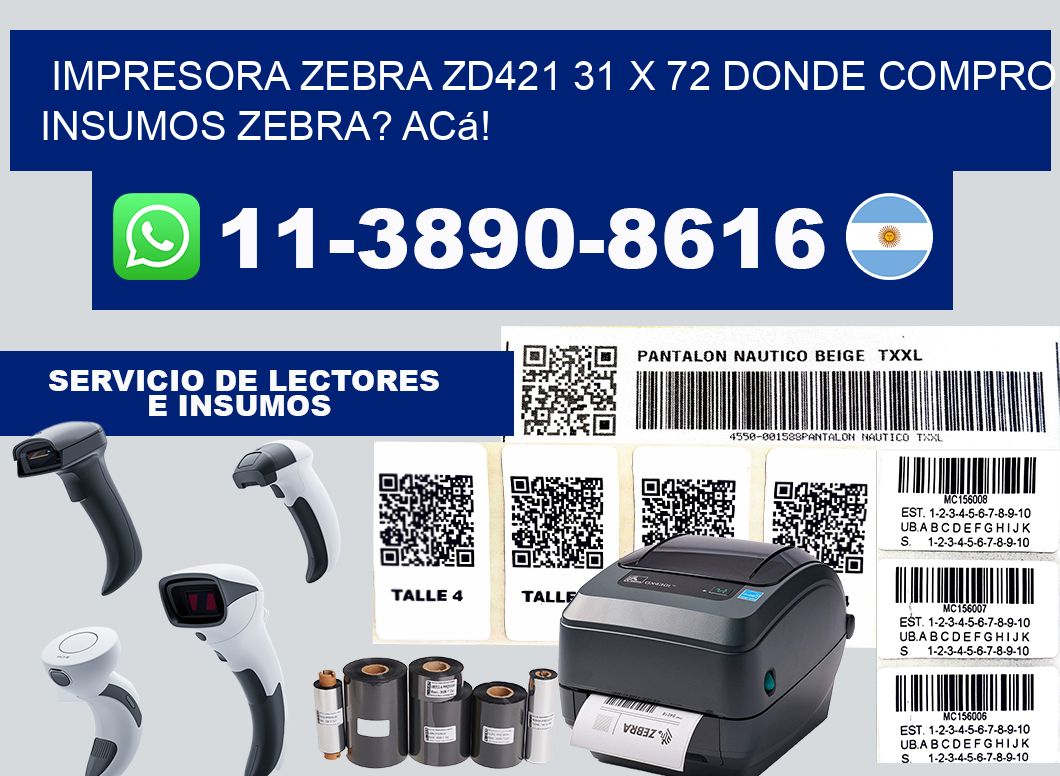 impresora zebra zd421 31 x 72 Donde compro insumos zebra? Acá!