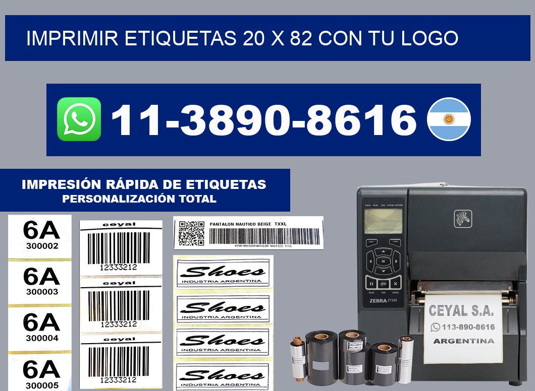imprimir etiquetas 20 x 82 con tu logo