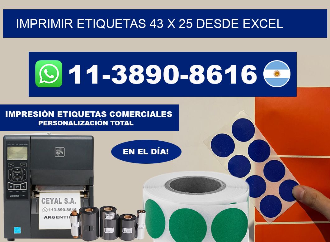 imprimir etiquetas 43 x 25 desde excel