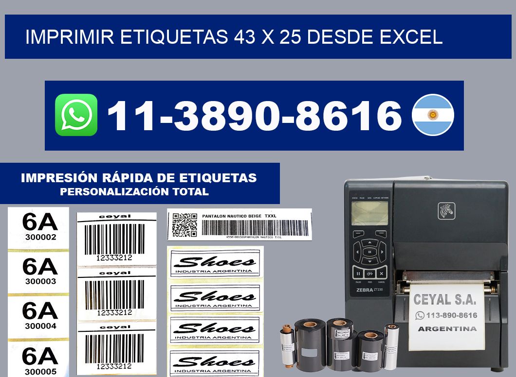imprimir etiquetas 43 x 25 desde excel