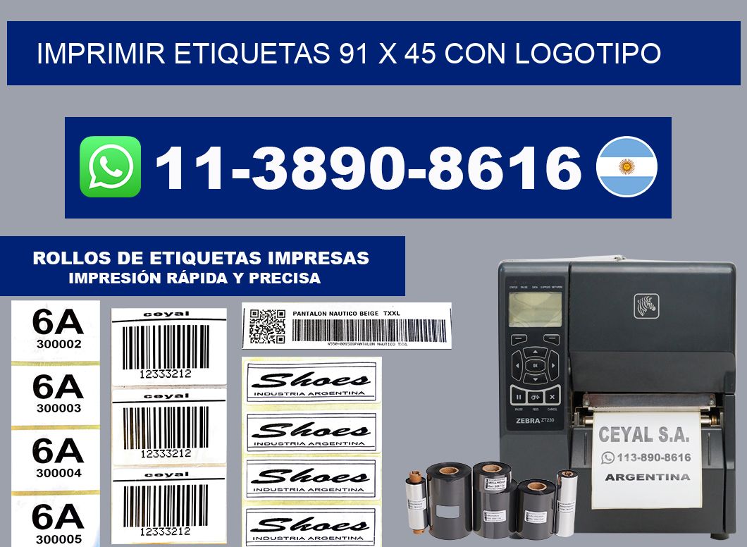imprimir etiquetas 91 x 45 con logotipo