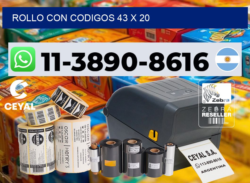 rollo con codigos 43 x 20