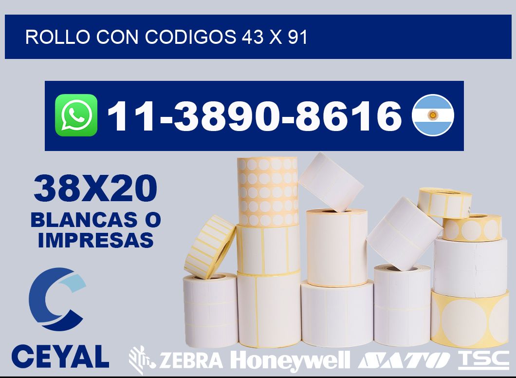 rollo con codigos 43 x 91