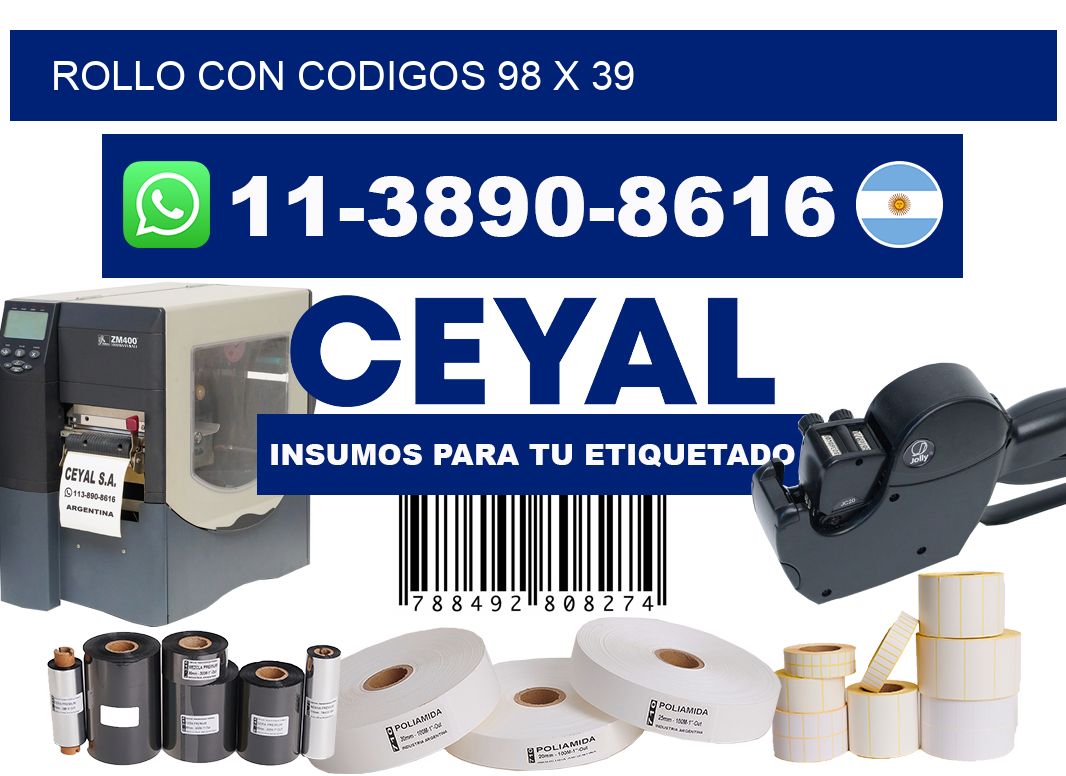 rollo con codigos 98 x 39
