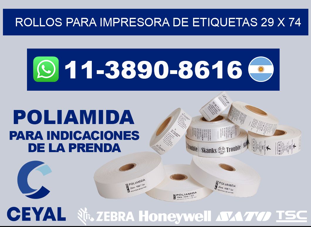 rollos para impresora de etiquetas 29 x 74