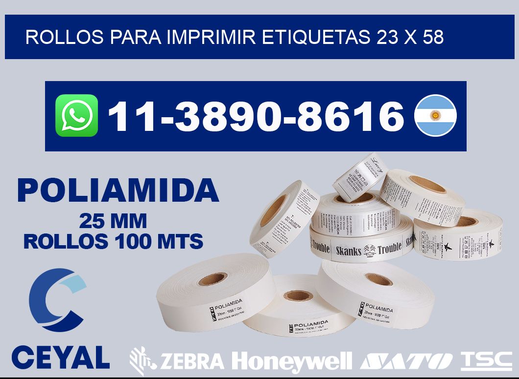 rollos para imprimir etiquetas 23 x 58
