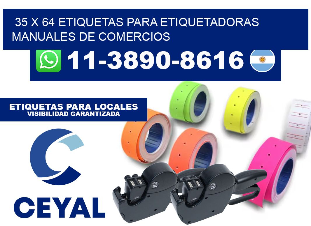 35 x 64 etiquetas para etiquetadoras manuales de comercios
