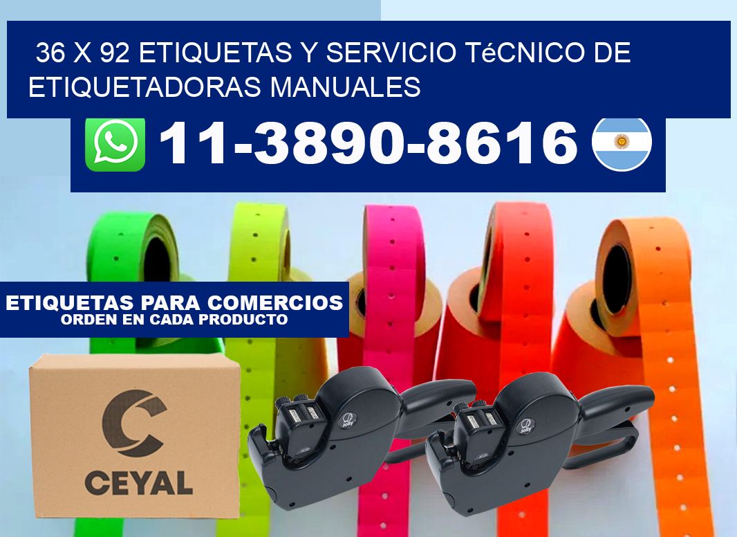 36 x 92 etiquetas y servicio técnico de etiquetadoras manuales
