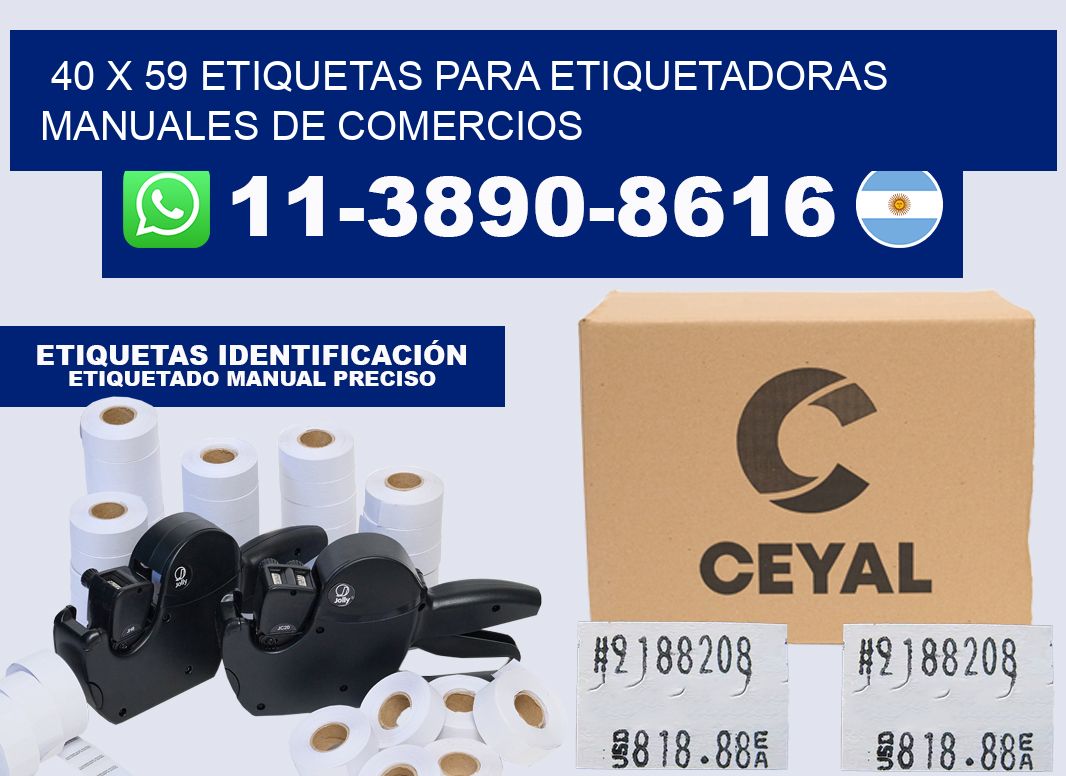 40 x 59 etiquetas para etiquetadoras manuales de comercios