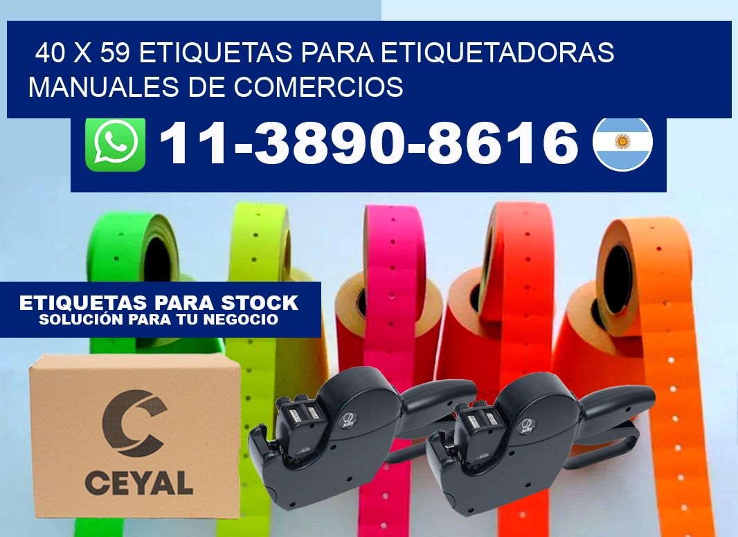 40 x 59 etiquetas para etiquetadoras manuales de comercios
