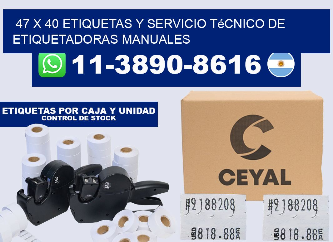 47 x 40 etiquetas y servicio técnico de etiquetadoras manuales